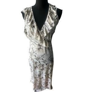 Danillo Boutique Birds Floral Wrap Ruffle Midi Dress Boho Chic Women’s M